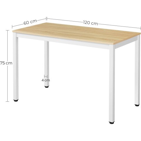 Zestaw stół prostokątny TESSA 120x60 dąb + 4 krzesła OSAKA białe Zestaw stół prostokątny TESSA 120x60 dąb + 4 krzesła OSAKA białe