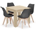 Zestaw stół kwadratowy 80x80 dąb sonoma + 4 krzesła MARK czarne Zestaw stół kwadratowy 80x80 dąb sonoma + 4 krzesła MARK czarne