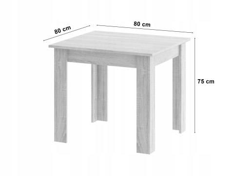 Zestaw stół kwadratowy 80x80 dąb sonoma + 4 krzesła MARK szare Zestaw stół kwadratowy 80x80 dąb sonoma + 4 krzesła MARK szare