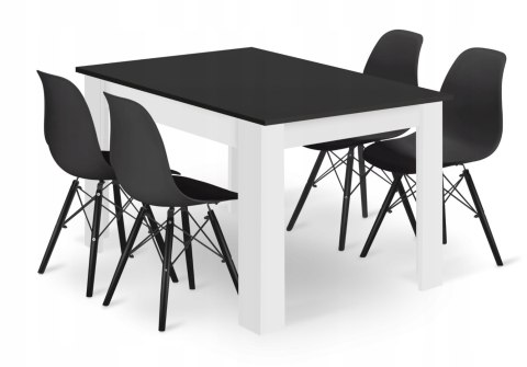 Zestaw stół prostokątny 120x80 czarno-biały + 4 krzesła OSAKA czarne Zestaw stół prostokątny 120x80 czarno-biały + 4 krzesła OSAKA czarne