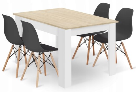 Zestaw stół prostokątny 120x80 dąb sonoma + 4 krzesła OSAKA czarne Zestaw stół prostokątny 120x80 dąb sonoma + 4 krzesła OSAKA czarne