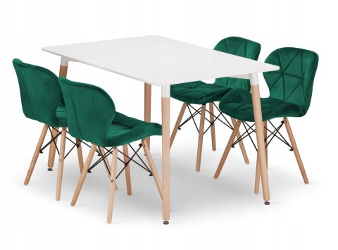 Zestaw stół prostokątny ADRIA 120x80 biały + 4 krzesła LAGO zielone Zestaw stół prostokątny ADRIA 120x80 biały + 4 krzesła LAGO zielone