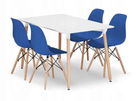Zestaw stół prostokątny ADRIA 120x80 biały + 4 krzesła OSAKA niebieskie Zestaw stół prostokątny ADRIA 120x80 biały + 4 krzesła OSAKA niebieskie
