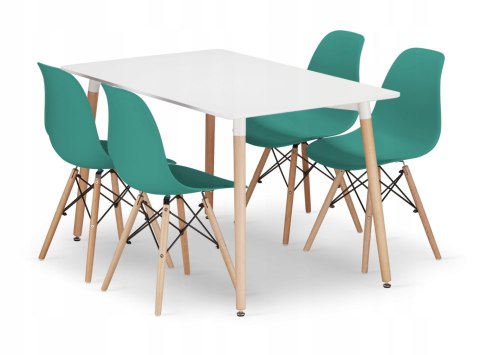 Zestaw stół prostokątny ADRIA 120x80 biały + 4 krzesła OSAKA zielone Zestaw stół prostokątny ADRIA 120x80 biały + 4 krzesła OSAKA zielone