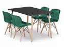 Zestaw stół prostokątny ADRIA 120x80 czarny + 4 krzesła LAGO zielone Zestaw stół prostokątny ADRIA 120x80 czarny + 4 krzesła LAGO zielone