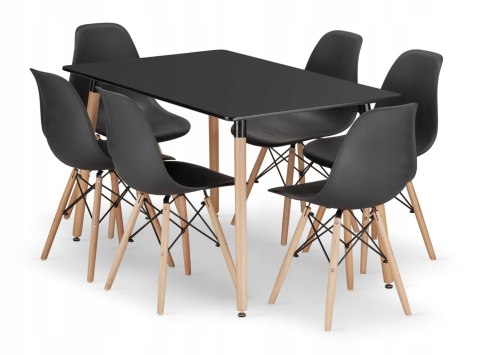 Zestaw stół prostokątny ADRIA 120x80 czarny + 6 krzeseł OSAKA czarne Zestaw stół prostokątny ADRIA 120x80 czarny + 6 krzeseł OSAKA czarne