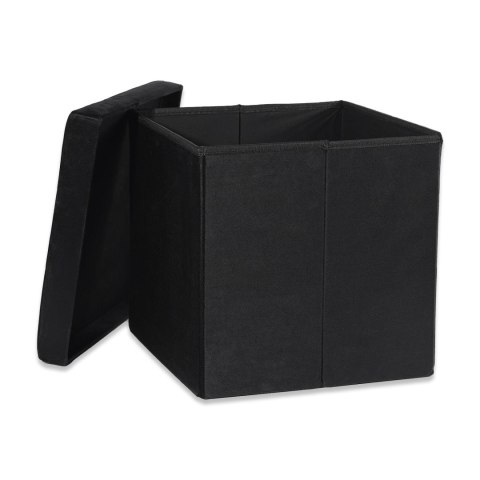 Pufa składana L z guzikami - 38x38x38cm aksamit czarna Pufa składana L z guzikami - 38x38x38cm aksamit czarna