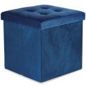Pufa składana L z guzikami - 38x38x38cm aksamit granat Pufa składana L z guzikami - 38x38x38cm aksamit granat