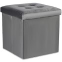 Pufa składana L z guzikami - 38x38x38cm aksamit szara Pufa składana L z guzikami - 38x38x38cm aksamit szara