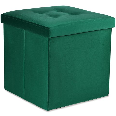 Pufa składana L z guzikami - 38x38x38cm aksamit zielona Pufa składana L z guzikami - 38x38x38cm aksamit zielona