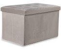 Pufa składana XL z guzikami - 60x38x38cm aksamit beż Pufa składana XL z guzikami - 60x38x38cm aksamit beż
