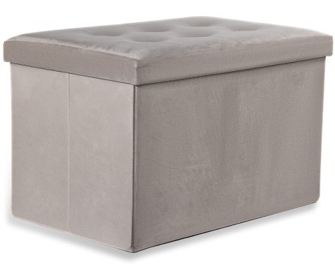 Pufa składana XL z guzikami - 60x38x38cm aksamit beż Pufa składana XL z guzikami - 60x38x38cm aksamit beż