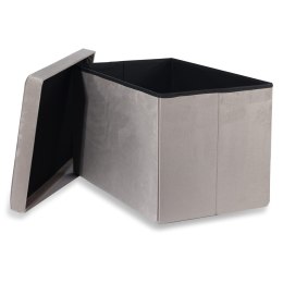 Pufa składana XL z guzikami - 60x38x38cm aksamit beż
