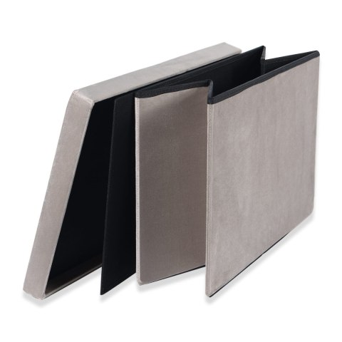 Pufa składana XL z guzikami - 60x38x38cm aksamit beż Pufa składana XL z guzikami - 60x38x38cm aksamit beż
