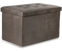 Pufa składana XL z guzikami - 60x38x38cm aksamit brąz Pufa składana XL z guzikami - 60x38x38cm aksamit brąz