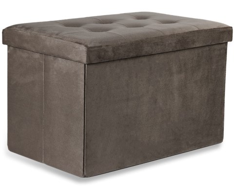 Pufa składana XL z guzikami - 60x38x38cm aksamit brąz Pufa składana XL z guzikami - 60x38x38cm aksamit brąz