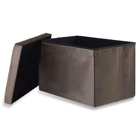 Pufa składana XL z guzikami - 60x38x38cm aksamit brąz Pufa składana XL z guzikami - 60x38x38cm aksamit brąz