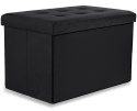 Pufa składana XL z guzikami - 60x38x38cm aksamit czarna Pufa składana XL z guzikami - 60x38x38cm aksamit czarna