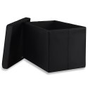 Pufa składana XL z guzikami - 60x38x38cm aksamit czarna Pufa składana XL z guzikami - 60x38x38cm aksamit czarna