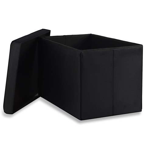 Pufa składana XL z guzikami - 60x38x38cm aksamit czarna Pufa składana XL z guzikami - 60x38x38cm aksamit czarna