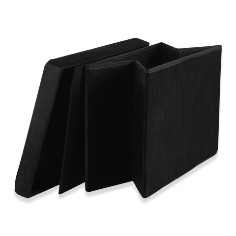 Pufa składana XL z guzikami - 60x38x38cm aksamit czarna Pufa składana XL z guzikami - 60x38x38cm aksamit czarna