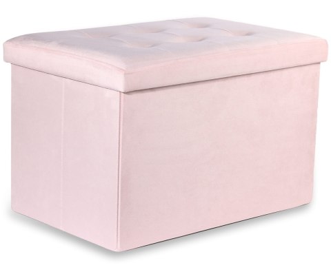 Pufa składana XL z guzikami - 60x38x38cm aksamit róż Pufa składana XL z guzikami - 60x38x38cm aksamit róż