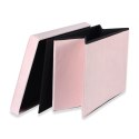 Pufa składana XL z guzikami - 60x38x38cm aksamit róż Pufa składana XL z guzikami - 60x38x38cm aksamit róż
