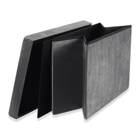 Pufa składana XL z guzikami - 60x38x38cm aksamit szara Pufa składana XL z guzikami - 60x38x38cm aksamit szara