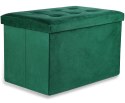 Pufa składana XL z guzikami - 60x38x38cm aksamit zielona Pufa składana XL z guzikami - 60x38x38cm aksamit zielona