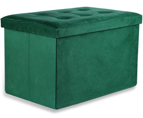 Pufa składana XL z guzikami - 60x38x38cm aksamit zielona Pufa składana XL z guzikami - 60x38x38cm aksamit zielona