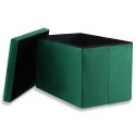 Pufa składana XL z guzikami - 60x38x38cm aksamit zielona Pufa składana XL z guzikami - 60x38x38cm aksamit zielona