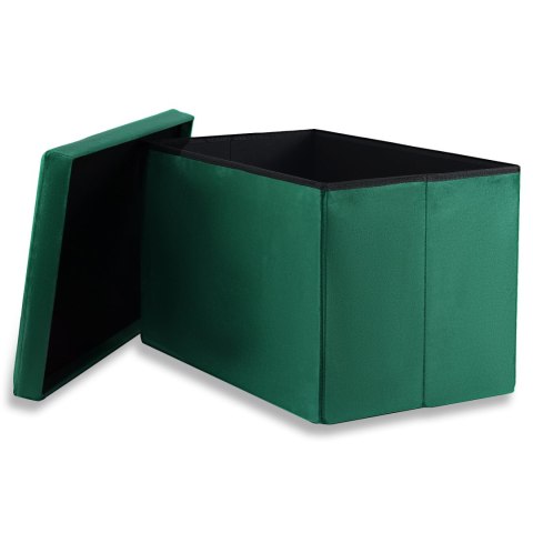 Pufa składana XL z guzikami - 60x38x38cm aksamit zielona Pufa składana XL z guzikami - 60x38x38cm aksamit zielona
