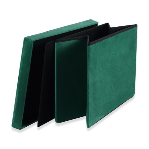 Pufa składana XL z guzikami - 60x38x38cm aksamit zielona Pufa składana XL z guzikami - 60x38x38cm aksamit zielona