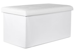 Pufa składana XXL z guzikami - 80x40x40cm ekoskóra biała