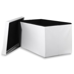 Pufa składana XXL z guzikami - 80x40x40cm ekoskóra biała
