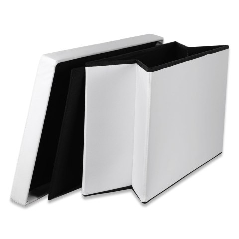 Pufa składana XXL z guzikami - 80x40x40cm ekoskóra biała Pufa składana XXL z guzikami - 80x40x40cm ekoskóra biała