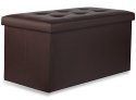 Pufa składana XXL z guzikami - 80x40x40cm ekoskóra brąz