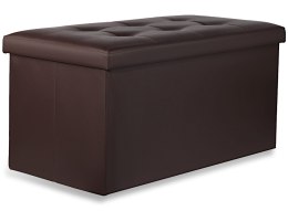 Pufa składana XXL z guzikami - 80x40x40cm ekoskóra brąz