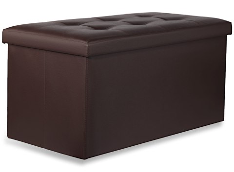 Pufa składana XXL z guzikami - 80x40x40cm ekoskóra brąz