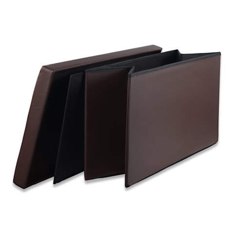 Pufa składana XXL z guzikami - 80x40x40cm ekoskóra brąz Pufa składana XXL z guzikami - 80x40x40cm ekoskóra brąz