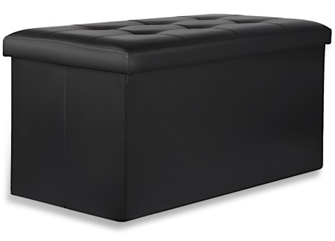 Pufa składana XXL z guzikami - 80x40x40cm ekoskóra czarna Pufa składana XXL z guzikami - 80x40x40cm ekoskóra czarna