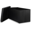 Pufa składana XXL z guzikami - 80x40x40cm ekoskóra czarna Pufa składana XXL z guzikami - 80x40x40cm ekoskóra czarna