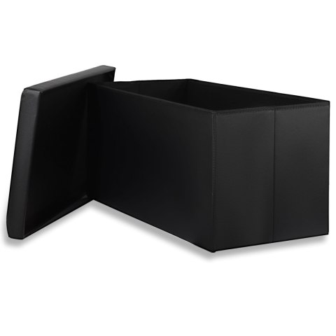 Pufa składana XXL z guzikami - 80x40x40cm ekoskóra czarna Pufa składana XXL z guzikami - 80x40x40cm ekoskóra czarna