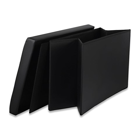 Pufa składana XXL z guzikami - 80x40x40cm ekoskóra czarna Pufa składana XXL z guzikami - 80x40x40cm ekoskóra czarna