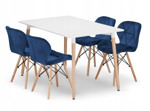 Zestaw stół prostokątny ADRIA 120x80 biały + 4 krzesła LAGO granatowe Zestaw stół prostokątny ADRIA 120x80 biały + 4 krzesła LAGO granatowe