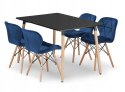 Zestaw stół prostokątny ADRIA 120x80 czarny + 4 krzesła LAGO granatowe Zestaw stół prostokątny ADRIA 120x80 czarny + 4 krzesła LAGO granatowe
