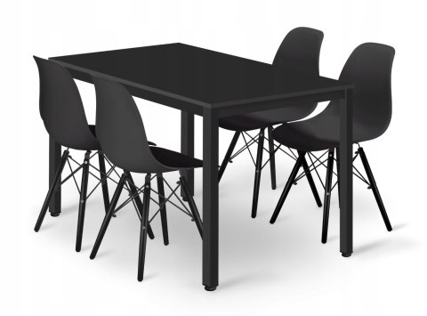 Zestaw stół prostokątny TESSA 120x60 czarny + 4 krzesła OSAKA czarne Zestaw stół prostokątny TESSA 120x60 czarny + 4 krzesła OSAKA czarne