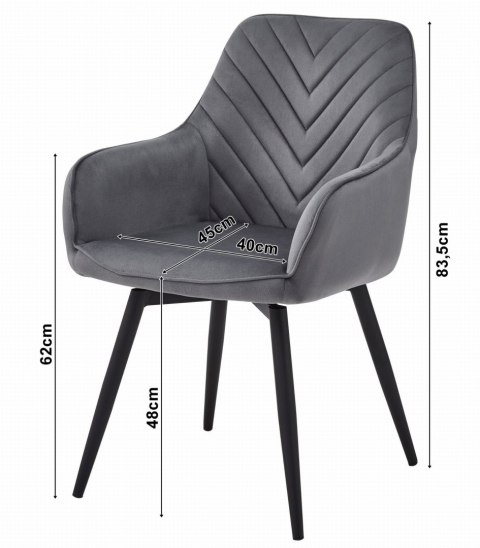 Krzesło NANA360 - czarny aksamit / nogi czarne x 1 Krzesło NANA360 - czarny aksamit / nogi czarne x 1
