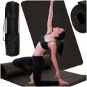 Mata do ćwiczeń jogi gimnastyczna treningowa fitness karimata gruba 1,5cm czarna + pokrowiec Mata do ćwiczeń jogi gimnastyczna treningowa fitness karimata gruba 1,5cm czarna + pokrowiec