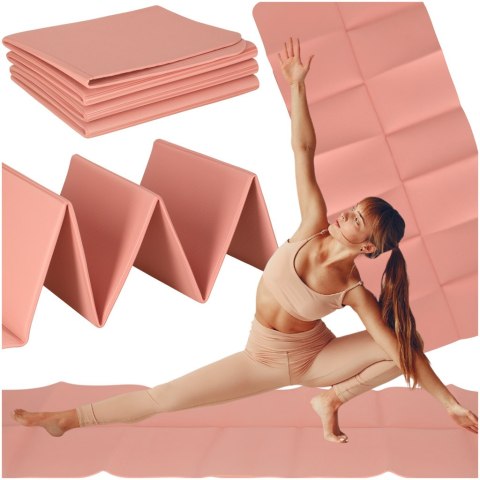 Mata fitness gimnastyczna do ćwiczeń jogi pilatesu fitness joga składana 183x61x0,4 cm różowy Mata fitness gimnastyczna do ćwiczeń jogi pilatesu fitness joga składana 183x61x0,4 cm różowy